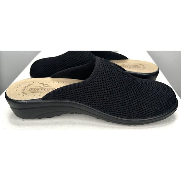 Fly Flot Slip On Shoes Clog Fabric Mesh Upper Leather Inner Black EU 39 US 8 - Picture 4 of 14